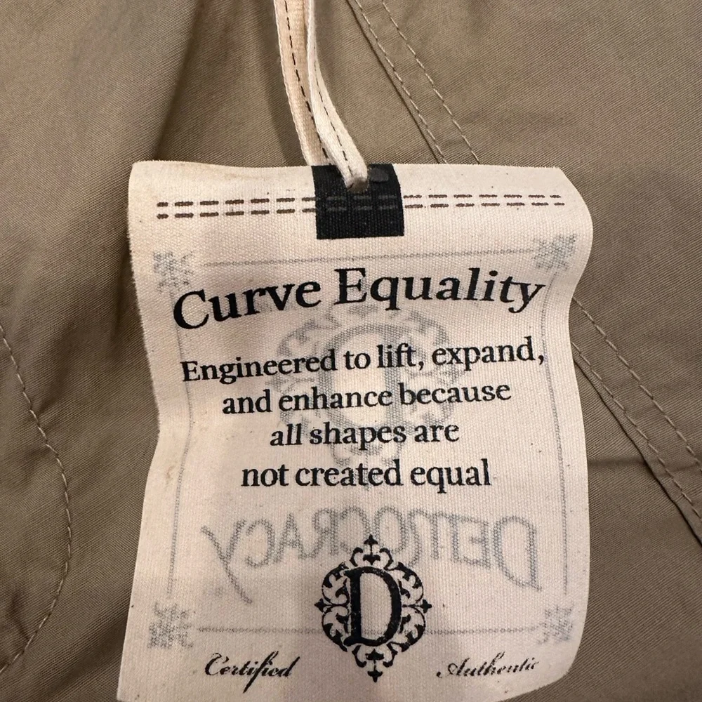 NWT Democracy Cargo Pants Curve Equality Stretch Waist Leg Ties Neutral Sz 14 - Picture 7 of 9